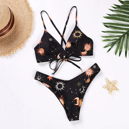 Sunflower Bikini Set - Push Up Padded Swimwear | Low Waist Bandage Bathing Suit - ZOOMNSTORE