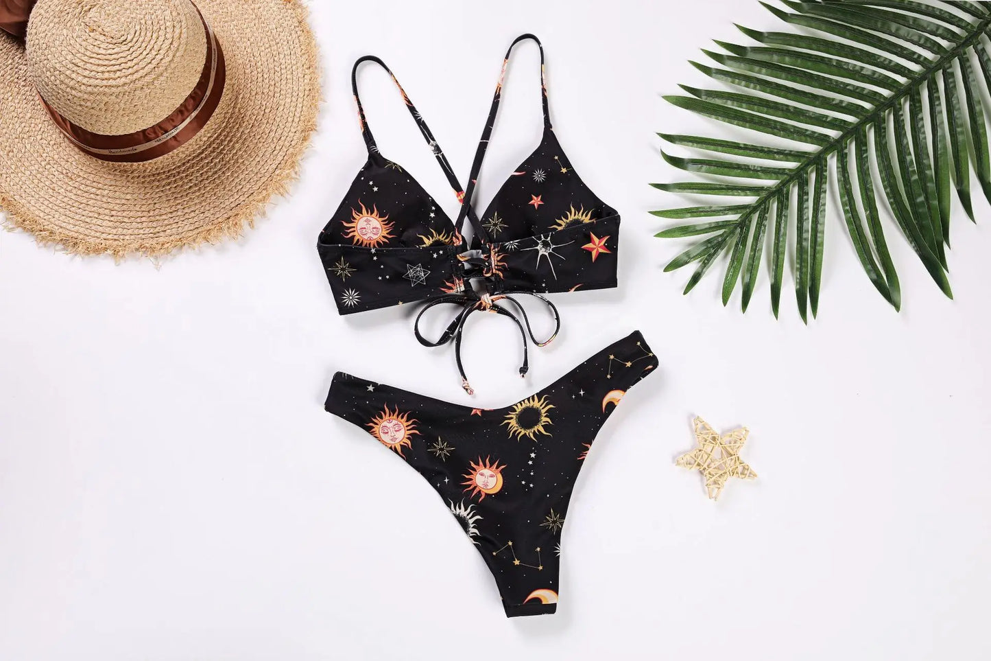 Sunflower Bikini Set - Push Up Padded Swimwear | Low Waist Bandage Bathing Suit - ZOOMNSTORE