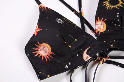 Sunflower Bikini Set - Push Up Padded Swimwear | Low Waist Bandage Bathing Suit - ZOOMNSTORE