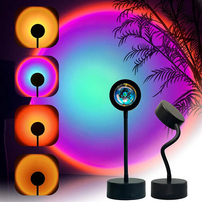 Rainbow Sunset LED Projector Lamp - Remote Control Night Light for Home Decoration - ZOOMNSTORE