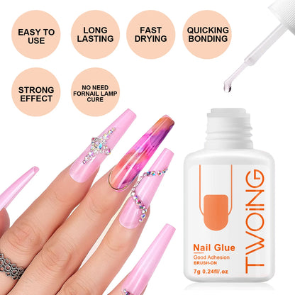 Super Strong Nail Glue – Quick Drying False Nail Adhesive for Acrylic Tips 7g - ZOOMNSTORE