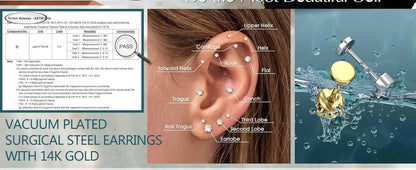 Surgical Stainless Steel Earrings – Dainty Flat Back Studs for Sensitive Ears - ZOOMNSTORE