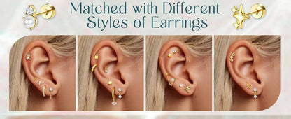 Surgical Stainless Steel Earrings – Dainty Flat Back Studs for Sensitive Ears - ZOOMNSTORE