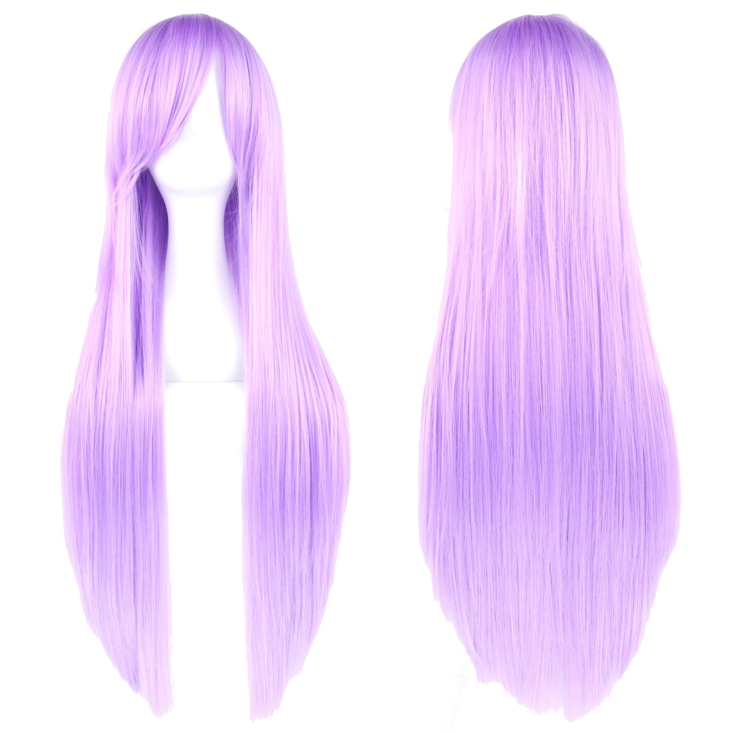 Synthetic Cosplay Wig - Long Straight Purple & White Hairpiece for Women Party - ZOOMNSTORE