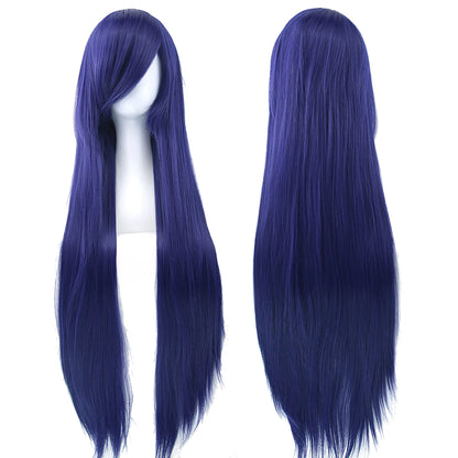 Synthetic Cosplay Wig - Long Straight Purple & White Hairpiece for Women Party - ZOOMNSTORE
