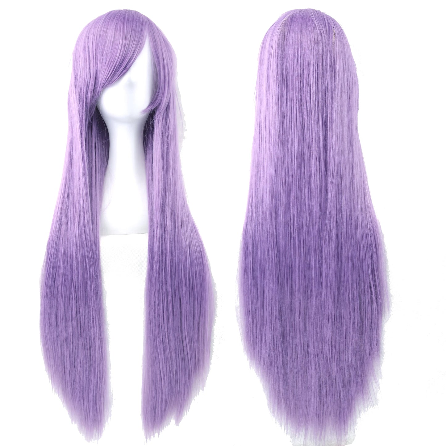 Synthetic Cosplay Wig - Long Straight Purple & White Hairpiece for Women Party - ZOOMNSTORE