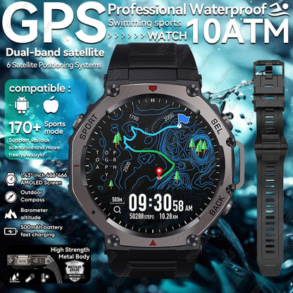 T-Rex 3 Ultra GPS Smart Watch - 5 ATM Waterproof Military Sport Smartwatch for Men - ZOOMNSTORE