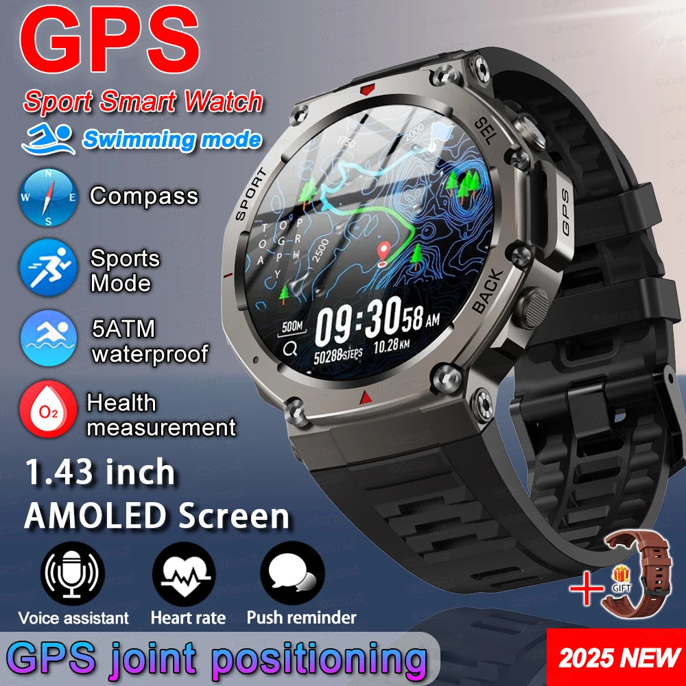T-Rex 3 Ultra GPS Smart Watch - 5 ATM Waterproof Military Sport Smartwatch for Men - ZOOMNSTORE