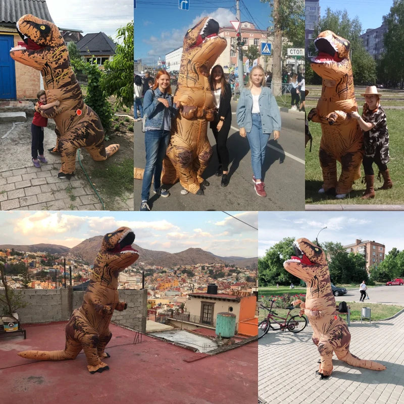 T-rex inflatable uit Tyrannosaurus Dinosaur Costume Child Kids Adult Role-playing Fancy Halloween Mascot Party Apparel - ZOOMNSTORE