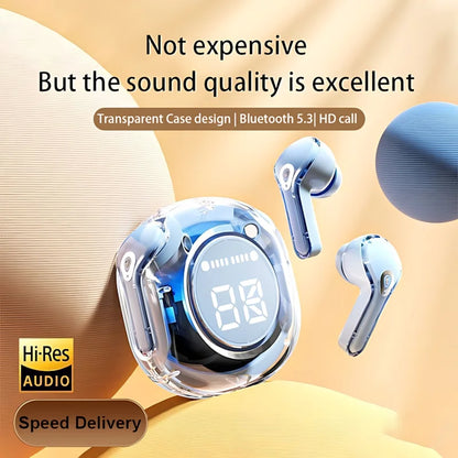 T8 PRO Bluetooth Earbuds - Transparent Wireless In-Ear Headphones with LED Display for iPhone Xiaomi Huawei - ZOOMNSTORE