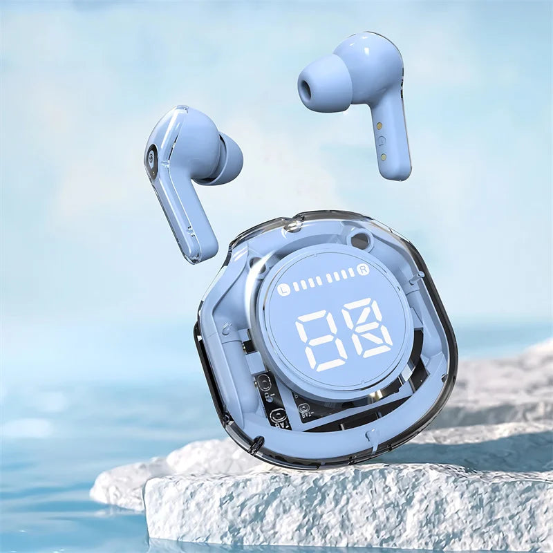 T8 PRO Bluetooth Earbuds - Transparent Wireless In-Ear Headphones with LED Display for iPhone Xiaomi Huawei - ZOOMNSTORE