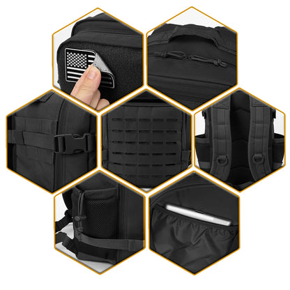 Tactical Backpack - 2545L Outdoor Rucksack with Dual Cup Holder for School Gym and Camping - ZOOMNSTORE