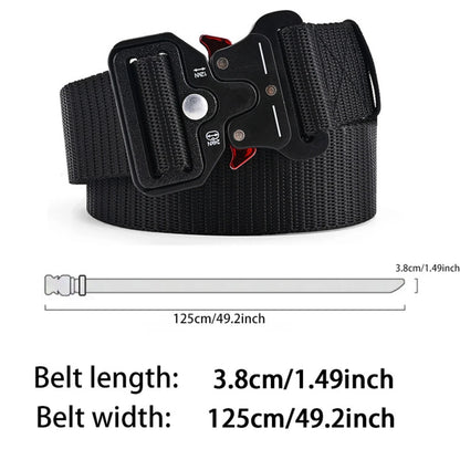Mens Tactical Belt - Red Ears Multifunctional Canvas Waist Belt for Outdoor Training - ZOOMNSTORE