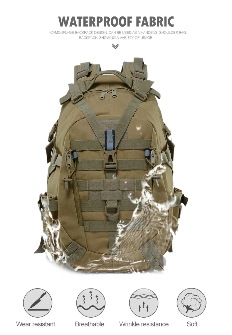 Tactical Camping Backpack - Molle Hiking Rucksack with Reflective Straps and Laptop Compartment - ZOOMNSTORE