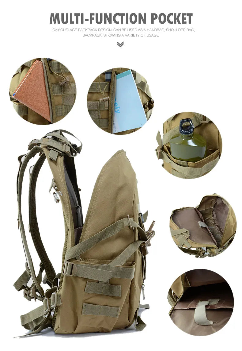 Tactical Camping Backpack - Molle Hiking Rucksack with Reflective Straps and Laptop Compartment - ZOOMNSTORE