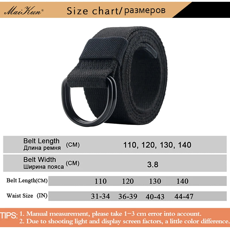Tactical Canvas Belt - Durable Double D-Ring Buckle | Unisex Fabric Belt for Jeans - ZOOMNSTORE