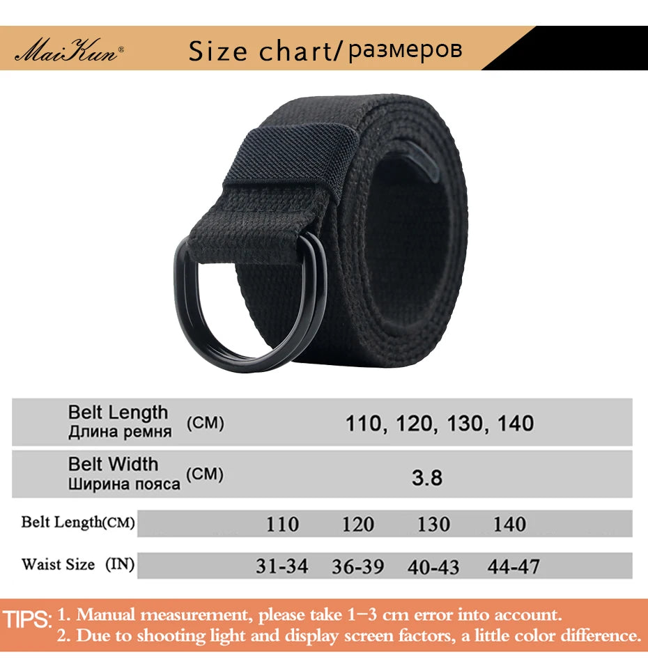 Tactical Canvas Belt - Durable Double D-Ring Buckle | Unisex Fabric Belt for Jeans - ZOOMNSTORE