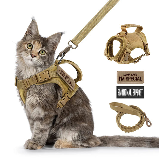 Tactical Cat Harness with Leash - Adjustable Vest for Small Dogs and Puppies Training Accessories - ZOOMNSTORE