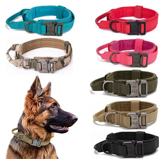 Durable Nylon Dog Collar and Leash Set - Reflective Tactical Training for Large Dogs - ZOOMNSTORE