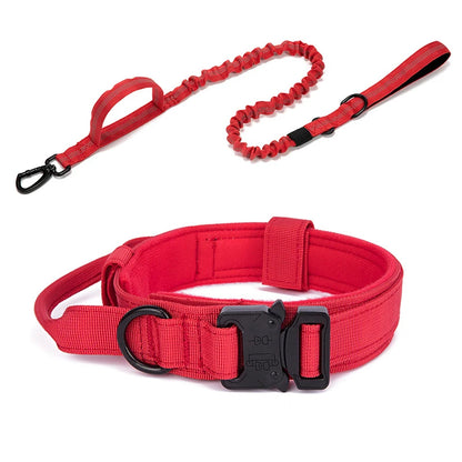 Durable Nylon Dog Collar and Leash Set - Reflective Tactical Training for Large Dogs - ZOOMNSTORE