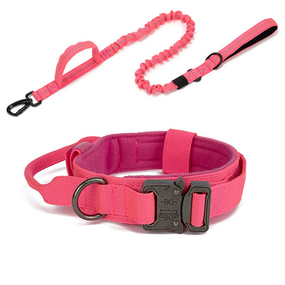 Durable Nylon Dog Collar and Leash Set - Reflective Tactical Training for Large Dogs - ZOOMNSTORE