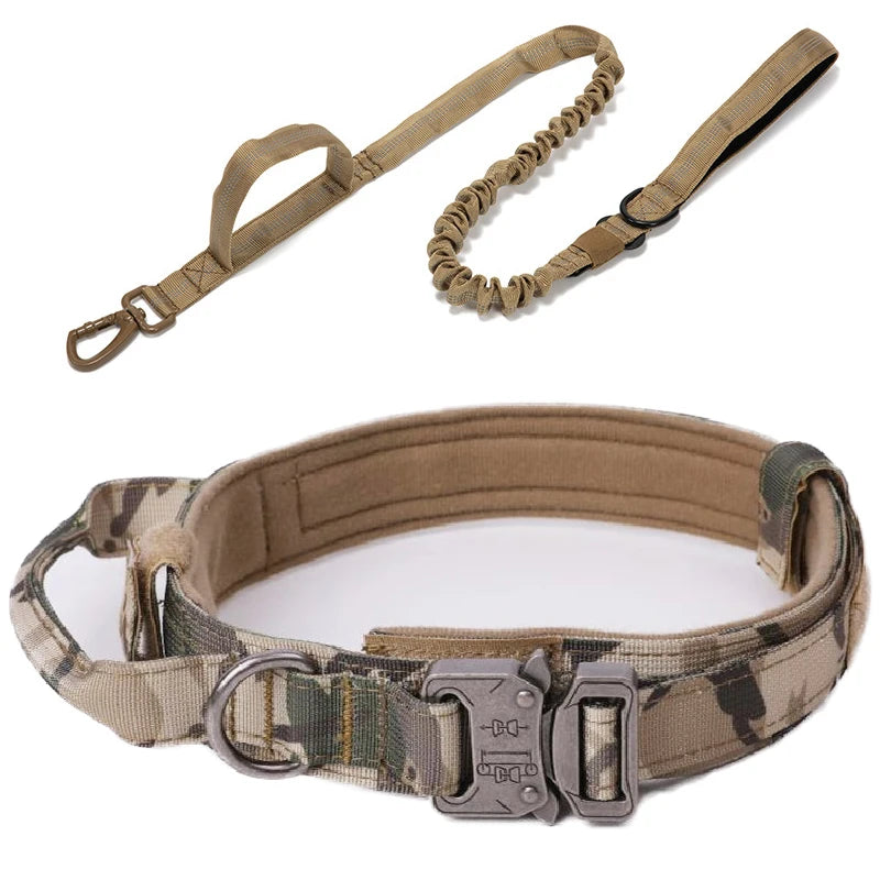 Durable Nylon Dog Collar and Leash Set - Reflective Tactical Training for Large Dogs - ZOOMNSTORE