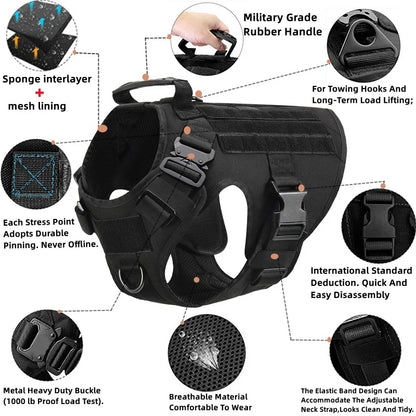 Tactical Dog Harness and Leash Set for German Shepherds and Retrievers - Training Vest for All Breeds - ZOOMNSTORE