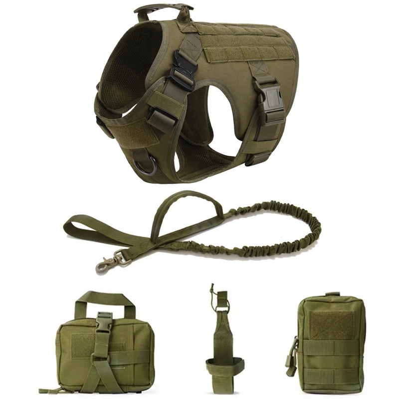 Tactical Dog Harness and Leash Set for German Shepherds and Retrievers - Training Vest for All Breeds - ZOOMNSTORE