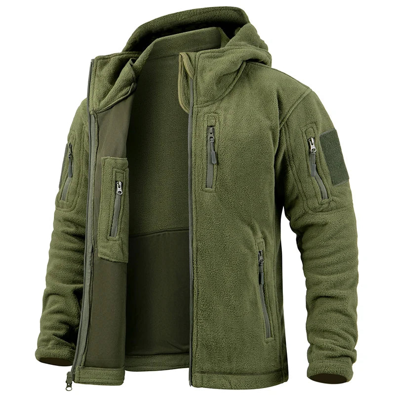 Tactical Fleece Jacket – Men's Military Hooded Full Zip Winter Coat With Multi-Pockets - ZOOMNSTORE