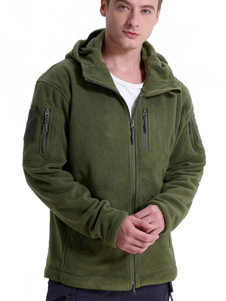 Tactical Fleece Jacket – Men's Military Hooded Full Zip Winter Coat With Multi-Pockets - ZOOMNSTORE