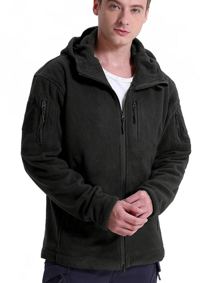 Tactical Fleece Jacket – Men's Military Hooded Full Zip Winter Coat With Multi-Pockets - ZOOMNSTORE