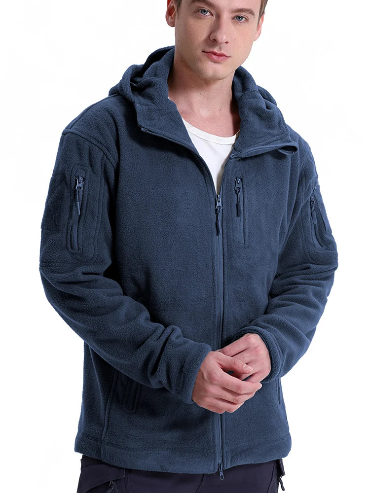 Tactical Fleece Jacket – Men's Military Hooded Full Zip Winter Coat With Multi-Pockets - ZOOMNSTORE