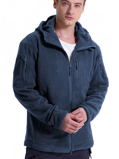 Tactical Fleece Jacket – Men's Military Hooded Full Zip Winter Coat With Multi-Pockets - ZOOMNSTORE