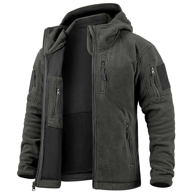 Tactical Fleece Jacket – Men's Military Hooded Full Zip Winter Coat With Multi-Pockets - ZOOMNSTORE