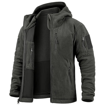 Tactical Fleece Jacket – Men's Military Hooded Full Zip Winter Coat With Multi-Pockets - ZOOMNSTORE