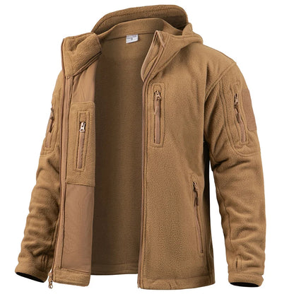 Tactical Fleece Jacket – Men's Military Hooded Full Zip Winter Coat With Multi-Pockets - ZOOMNSTORE
