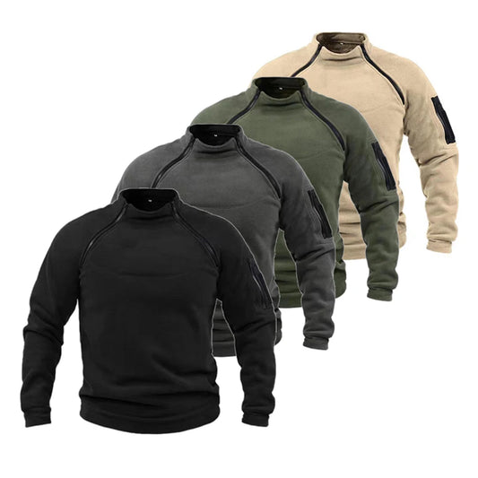 Men's Tactical Outdoor Fleece Jacket Clothes Warm Zippers Pullover Men Windproof Coat Thermal Hiking Sweatshirt - ZOOMNSTORE