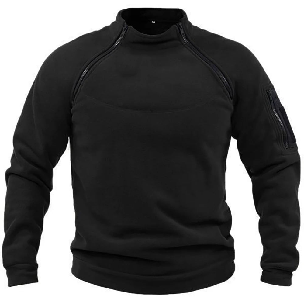 Men's Tactical Outdoor Fleece Jacket Clothes Warm Zippers Pullover Men Windproof Coat Thermal Hiking Sweatshirt - ZOOMNSTORE