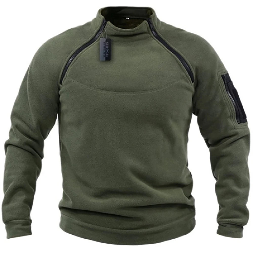 Men's Tactical Outdoor Fleece Jacket Clothes Warm Zippers Pullover Men Windproof Coat Thermal Hiking Sweatshirt - ZOOMNSTORE