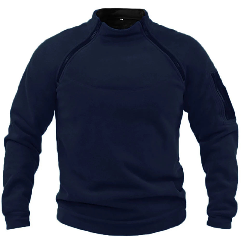 Men's Tactical Outdoor Fleece Jacket Clothes Warm Zippers Pullover Men Windproof Coat Thermal Hiking Sweatshirt - ZOOMNSTORE