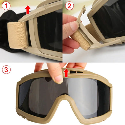 Tactical Goggles - Heavy Duty Windproof Sand Control Eyewear with Replaceable Lenses - ZOOMNSTORE