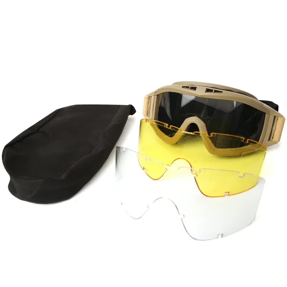 Tactical Goggles - Heavy Duty Windproof Sand Control Eyewear with Replaceable Lenses - ZOOMNSTORE