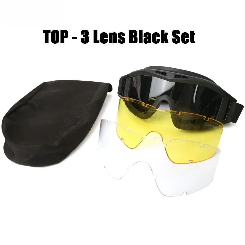 Tactical Goggles - Heavy Duty Windproof Sand Control Eyewear with Replaceable Lenses - ZOOMNSTORE