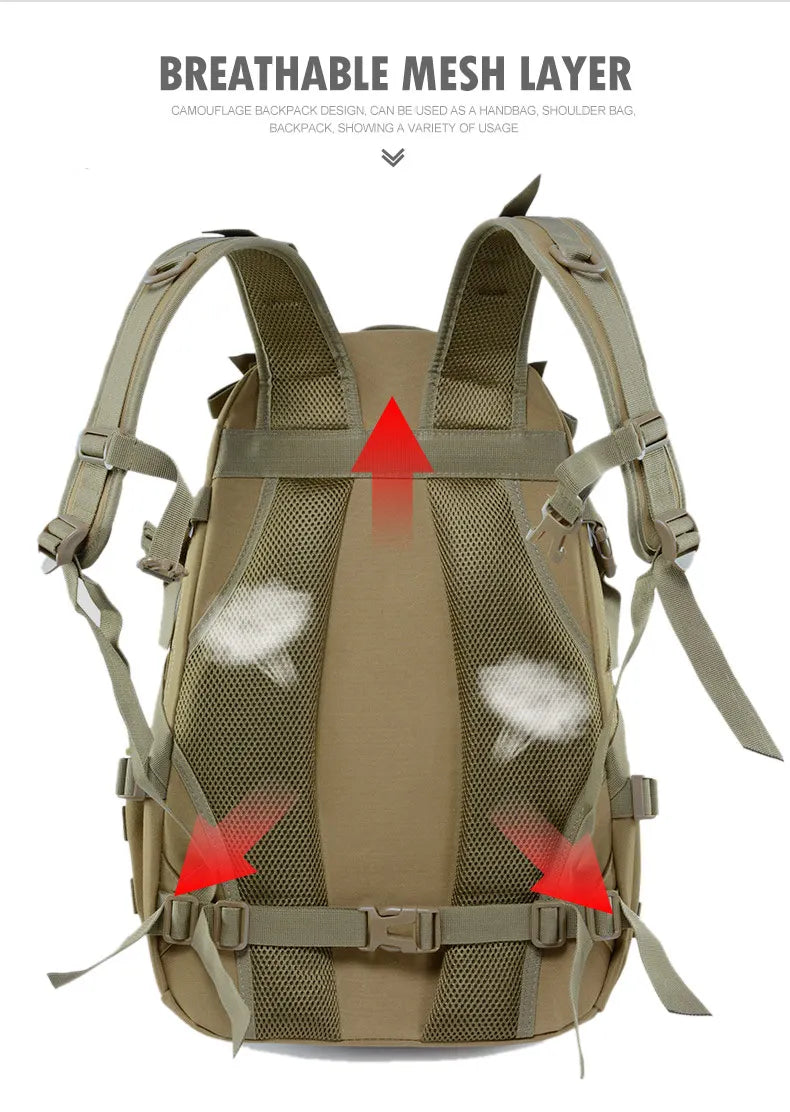 Tactical Camping Backpack - Molle Hiking Rucksack with Reflective Straps and Laptop Compartment - ZOOMNSTORE