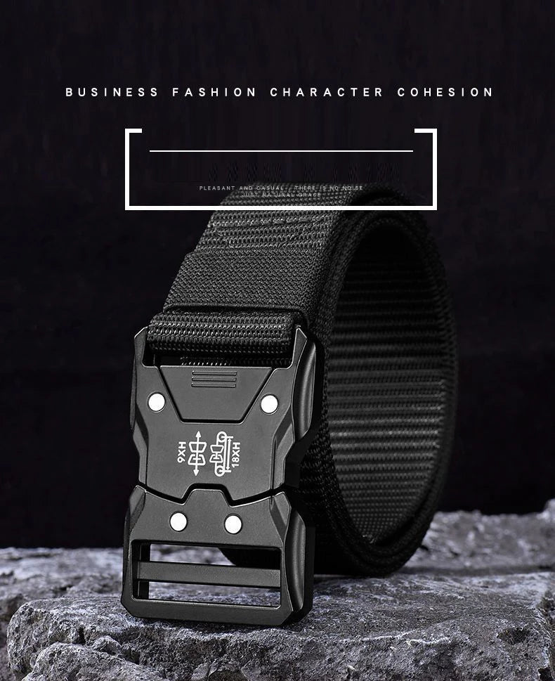 Tactical Men's Belt – Durable Woven Nylon Waist Strap With Automatic Buckle - ZOOMNSTORE