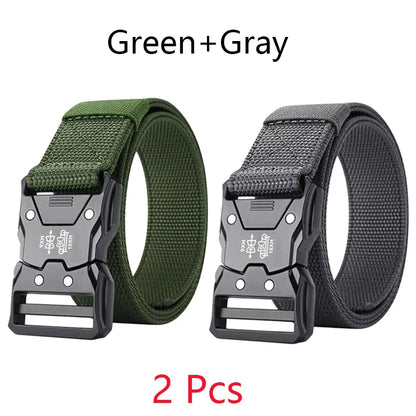 Tactical Men's Belt – Durable Woven Nylon Waist Strap With Automatic Buckle - ZOOMNSTORE