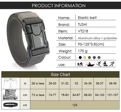 Tactical Outdoor Belt - Adjustable Elastic Waistband With Aluminum Alloy Buckle For Men - ZOOMNSTORE