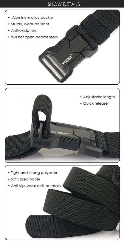 Tactical Outdoor Belt - Adjustable Elastic Waistband With Aluminum Alloy Buckle For Men - ZOOMNSTORE