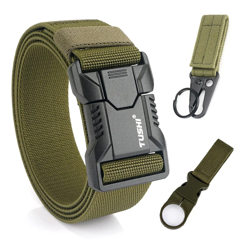 Tactical Outdoor Belt - Adjustable Elastic Waistband With Aluminum Alloy Buckle For Men - ZOOMNSTORE