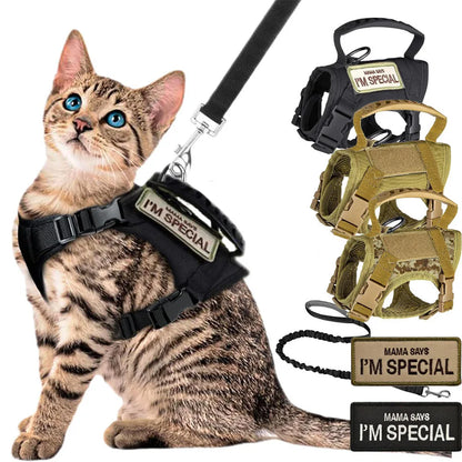 Adjustable Tactical Pet Harness with Leash - Soft Mesh Vest for Large Cats and Dogs - ZOOMNSTORE